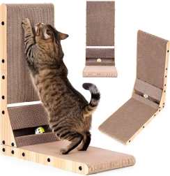 Griffoir d’angle en carton pour chats avec jouet Petsi