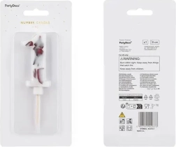 Bougie d'anniversaire blanche en forme de chiffre 1 avec motif marbré, 8 cm