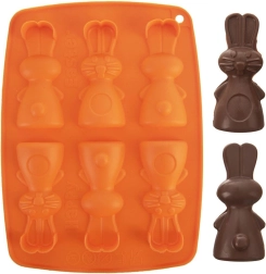 Moule en silicone pour biscuits et pralines lapin, orange