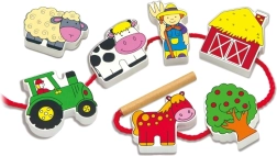 VIGA Blocs de Fermier en Bois à Enfiler Montessori