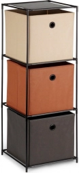 Étagère métallique avec boîtes en tissu 34,5 × 34,5 × 100 cm