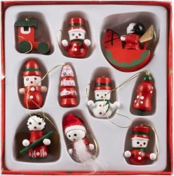 Ensemble d'Ornements de Noël en Bois 10 pcs