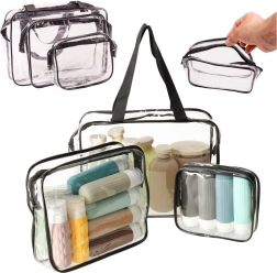 Trousses de toilette de voyage transparentes – lot de 3