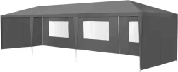 Tente commerciale de jardin 3x9 m, 8 parois, gris