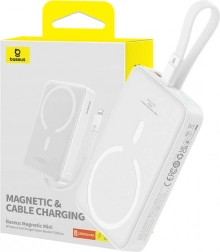 Batterie externe magnétique BASEUS Magnetic Mini 10000 mAh avec MagSafe et charge rapide 20 W (blanc)