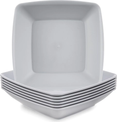 Sandy assiettes creuses en plastique 17,5 cm, 500 ml, grises, 6 pcs