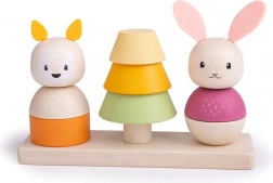 Bigjigs Baby jouet d’éveil en bois à empiler renard et lapin