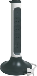 Multiprise verticale rotative 4 prises avec protection contre les surtensions, câble 2 m, blanc/graphite
