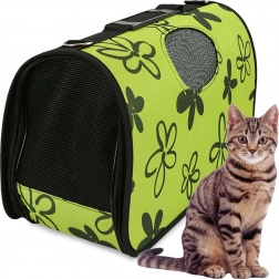 Sac de transport pour animaux de compagnie vert avec motif floral