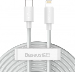 Baseus Simple Wisdom ensemble de câbles USB‑C vers Lightning 20 W PD, 1,5 m, blanc (2 pcs)