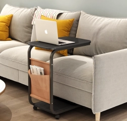 Table d’appoint/conférence mobile pour canapé sur roulettes – noir