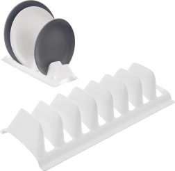 Support blanc pour assiettes et couvercles 29,5 × 13,5 × 6 cm