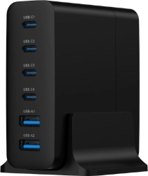 Chargeur universel 75W GaN avec 6 ports USB noir