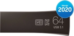 Clé USB Samsung Bar Plus USB 3.1 64 Go gris titane