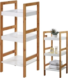 Étagère de salle de bain en bambou, 3 niveaux, 30 × 30 × 72 cm