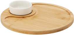 Plateau de service en bambou avec bol en porcelaine 25 cm