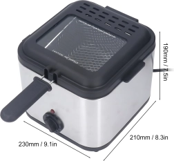 Friteuse électrique traditionnelle 2,5 l, 1000 W avec hublot et thermostat