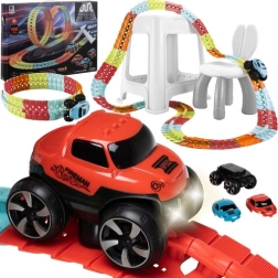 Circuit de course flexible pour enfants, 192 pièces + voiture LED
