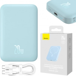 Batterie externe magnétique Baseus Magnetic Mini 6000 mAh, 20 W, USB‑C, MagSafe, bleu