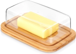 Beurrier en bambou avec couvercle transparent