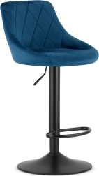 Tabouret de bar pivotant avec réglage en hauteur et repose-pieds, velours bleu marine