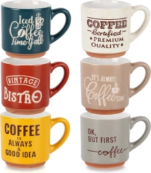 Tasses à espresso en céramique 110 ml, lot de 6