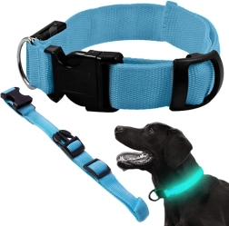 Collier lumineux LED pour chiens et chats, réglable, 59 cm – bleu