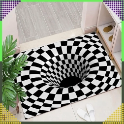 Paillasson en tapis avec illusion 3D « trou blanc » 60 × 90 cm