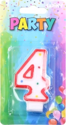 Bougie de fête chiffre 4 rouge