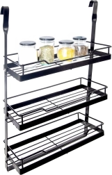 Étagère de cuisine suspendue pour crédence, en métal, noire RADKA 32 × 11 × 46 cm