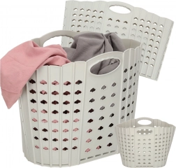 Panier à linge pliable avec poignées, gris