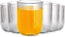 Verres 250 ml, verre côtelé, lot de 6 pcs Vilde