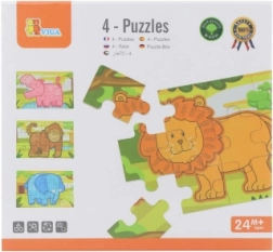 Puzzle en bois jungle – 4 animaux pour enfants dès 24 mois