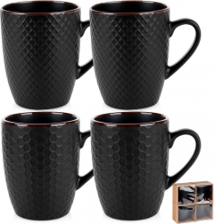 Ensemble de mugs en céramique noirs 400 ml, 4 pcs