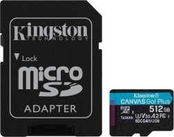 Carte MicroSD 512 Go Canvas Go! Plus 200 Mo/s A2 U3 V30 + adaptateur