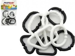 Formes en plastique noir et blanc – chaîne pour bébés, 10 pcs