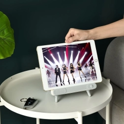 Boîte à mouchoirs avec support téléphone style TV rétro – Gris