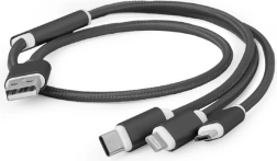 Câble de charge USB 3‑en‑1, 1 m, noir