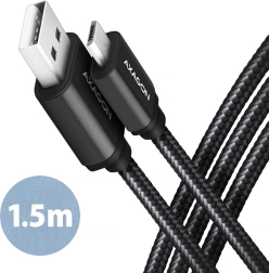 Câble Micro USB premium Axagon - USB-A, 1,5 m, USB 2.0, 2,4 A avec gaine en nylon.