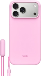 Coque en silicone avec dragonne BEATS Kickstand pour iPhone 17 Pro Max, compatible MagSafe – rose beige