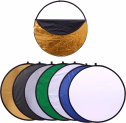 Réflecteur photo pliable 7 en 1, rond 60 cm avec diffuseur