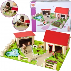 Eichhorn grande ferme en bois avec figurines, 25 pièces