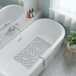 Tapis de bain antidérapant transparent avec motif d’empreinte de pied