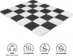 Tapis en mousse KINDERKRAFT Luno, noir et blanc, 30 pcs (29,5 × 29,5 cm)