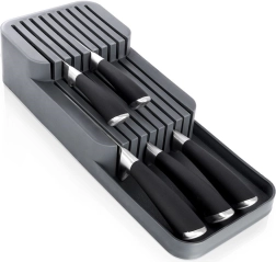 Organisateur de tiroir pour couteaux, gris, à deux niveaux