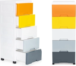 étagère à tiroirs sur roulettes avec 5 tiroirs coulissants ModernHome