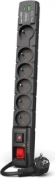 Parasurtenseur multiprise avec USB A+C 5 m, 6× 230 V, PD 3.0 et QC, noir