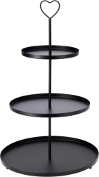 Plateau rond en métal à trois niveaux – noir