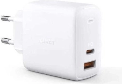 Chargeur secteur blanc Aukey Omnia GaN 2xUSB Power Delivery (1x USB-A + 1x USB-C) 65 W 5,4 A
