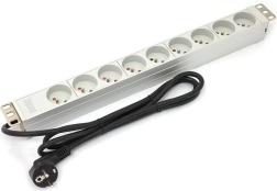 Barrette PDU pour rack 19", 9× type E, 1,8 m, Schuko, aluminium, 16 A